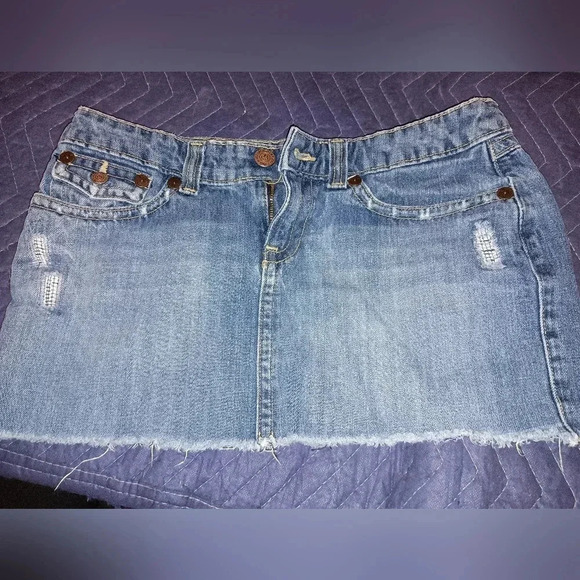 2/$30 AEROPOSTALE Vintage blue denim distressed Grunge Summer Mini skirt (#991) - Picture 1 of 6